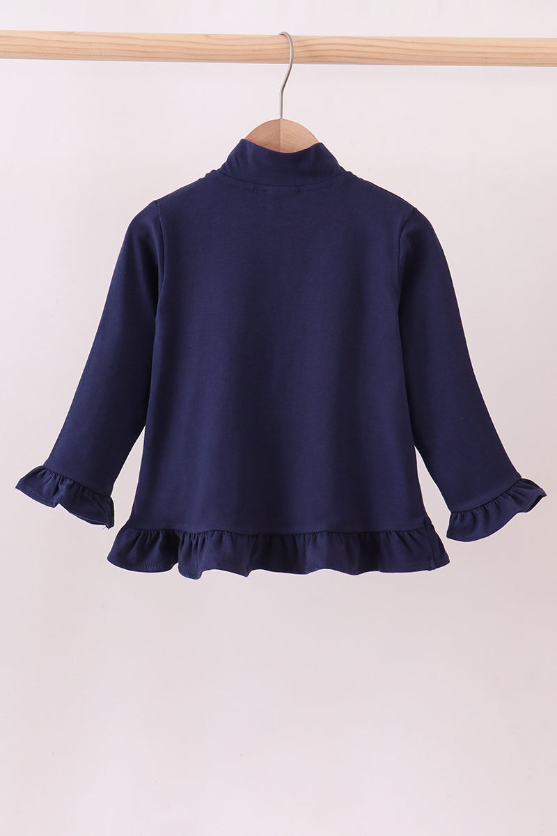 Premium Navy Auburn embroidery ruffle top - Aaria Tees Aaria Tees