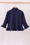 Premium Navy Auburn embroidery ruffle top - Aaria Tees Aaria Tees