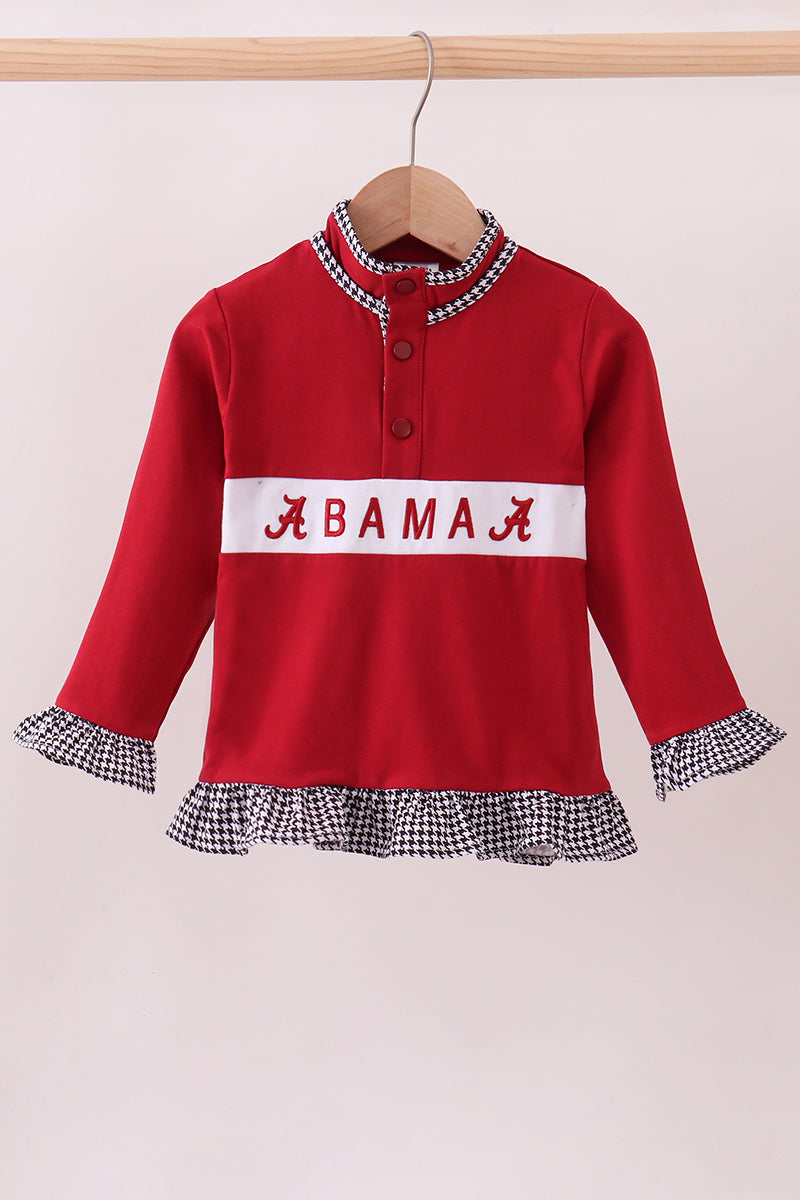 Premium Maroon Alabama embroidery ruffle top - Aaria Tees