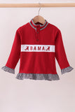 Premium Maroon Alabama embroidery ruffle top - Aaria Tees Aaria Tees