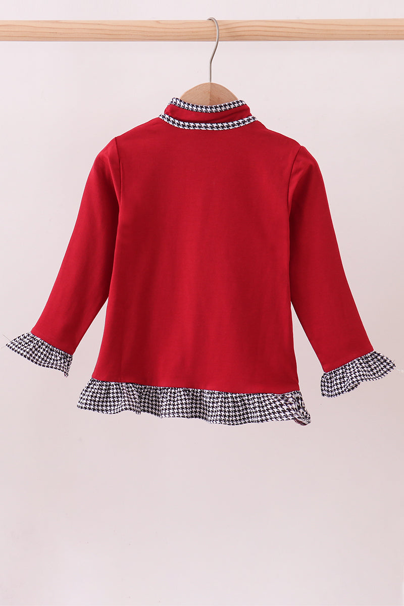 Premium Maroon Alabama embroidery ruffle top - Aaria Tees Aaria Tees