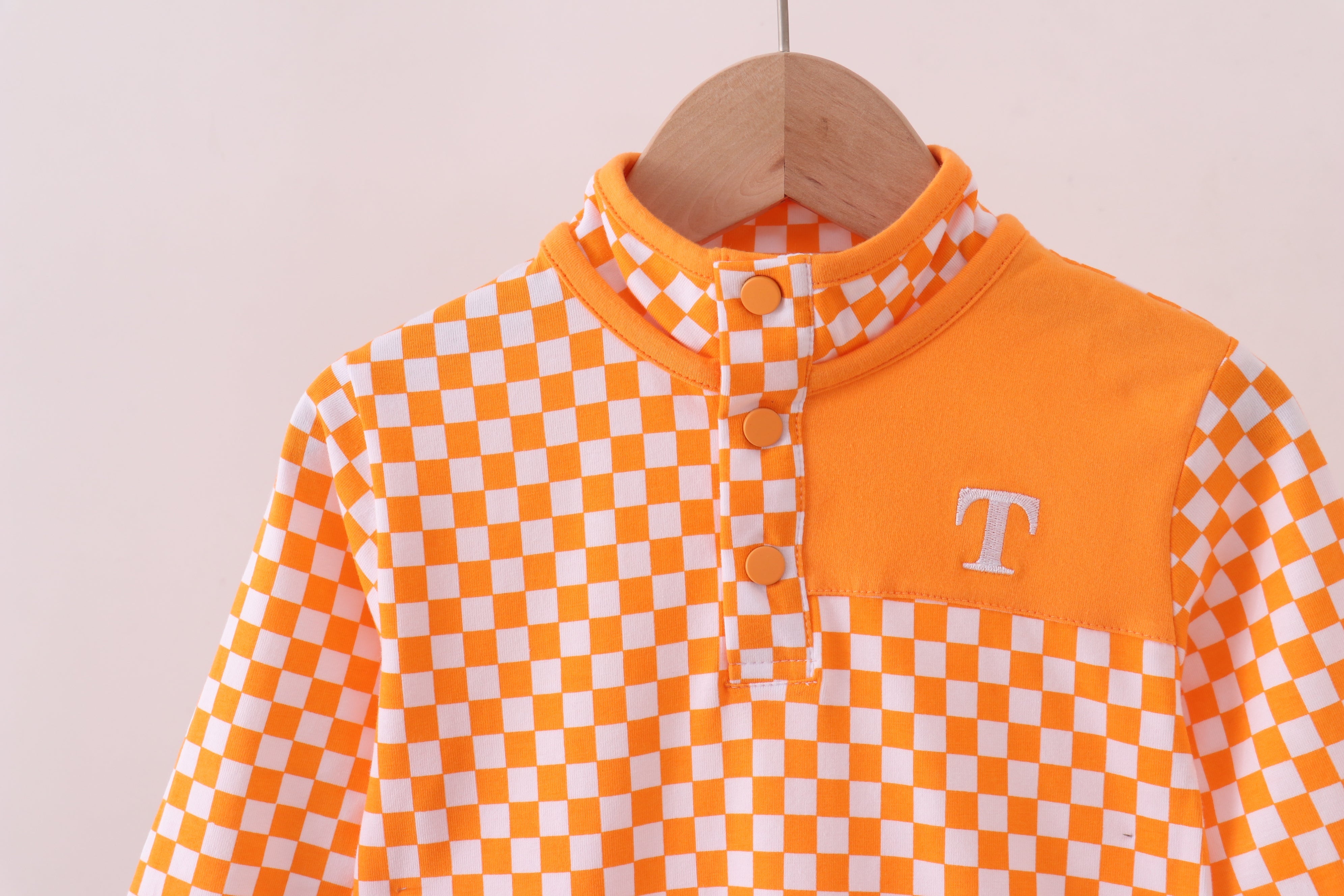 Orange Tennessee checkered pullover ruffle top - Aaria Tees Aaria Tees