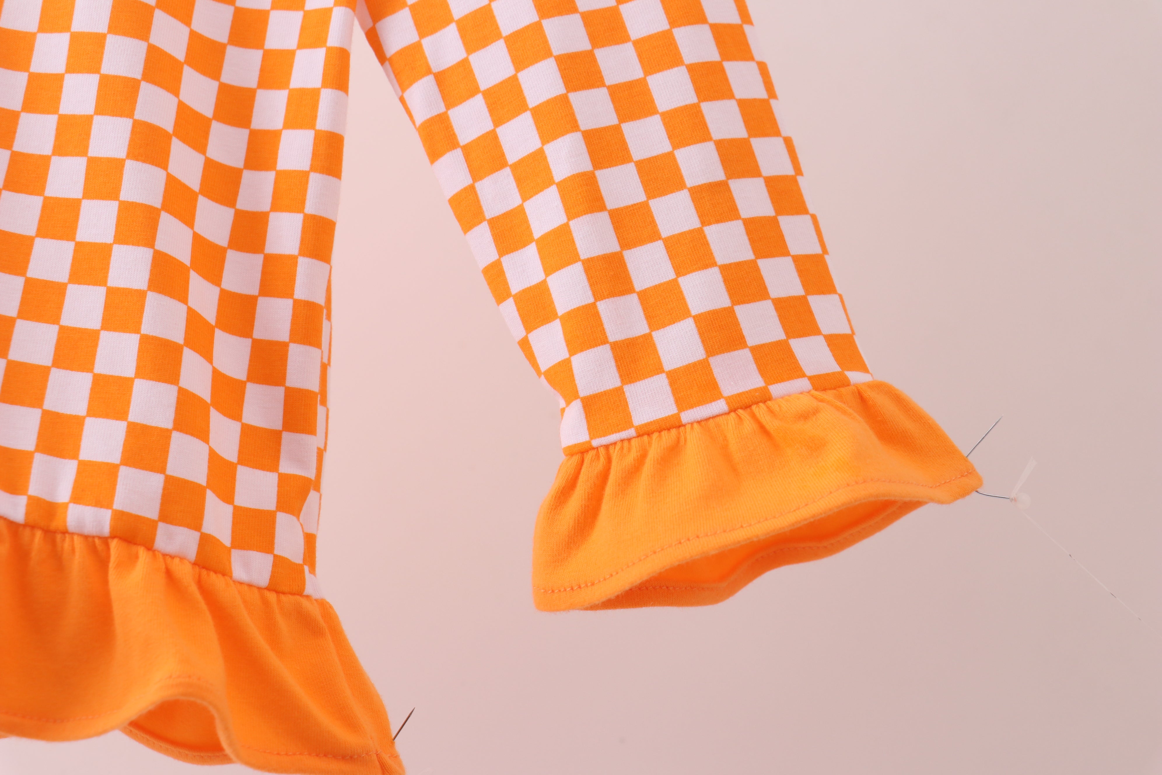 Orange Tennessee checkered pullover ruffle top - Aaria Tees Aaria Tees