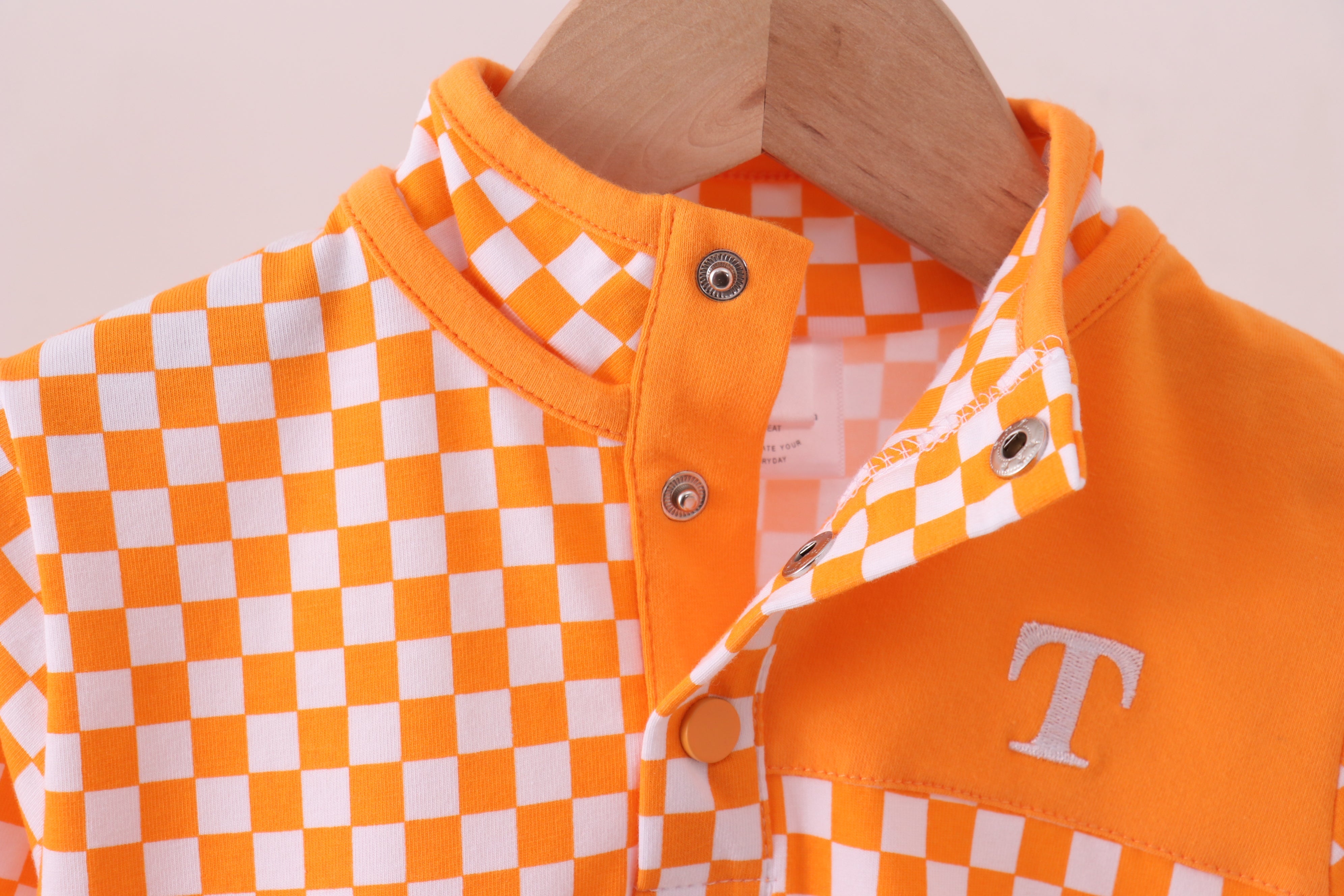 Orange Tennessee checkered pullover ruffle top - Aaria Tees Aaria Tees