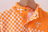 Orange Tennessee checkered pullover ruffle top - Aaria Tees Aaria Tees