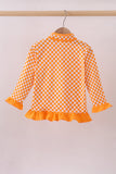 Orange Tennessee checkered pullover ruffle top - Aaria Tees Aaria Tees