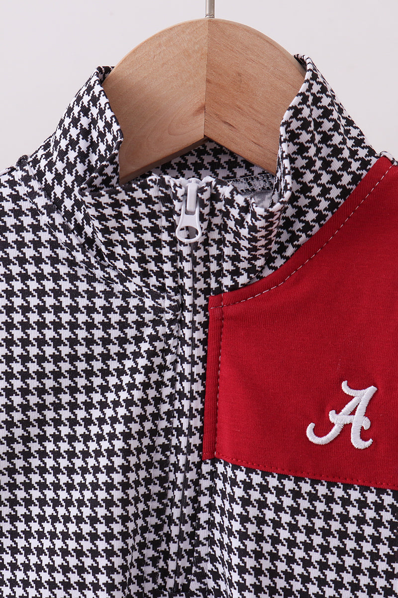Premium Maroon Alabama embroidery gingham top - Aaria Tees Aaria Tees