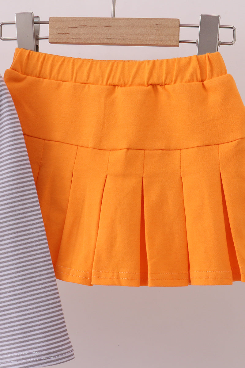 Premium Orange Tennessee stripe football embroidery skorts set - Aaria Tees Aaria Tees