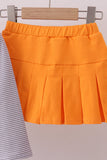 Premium Orange Tennessee stripe football embroidery skorts set - Aaria Tees Aaria Tees
