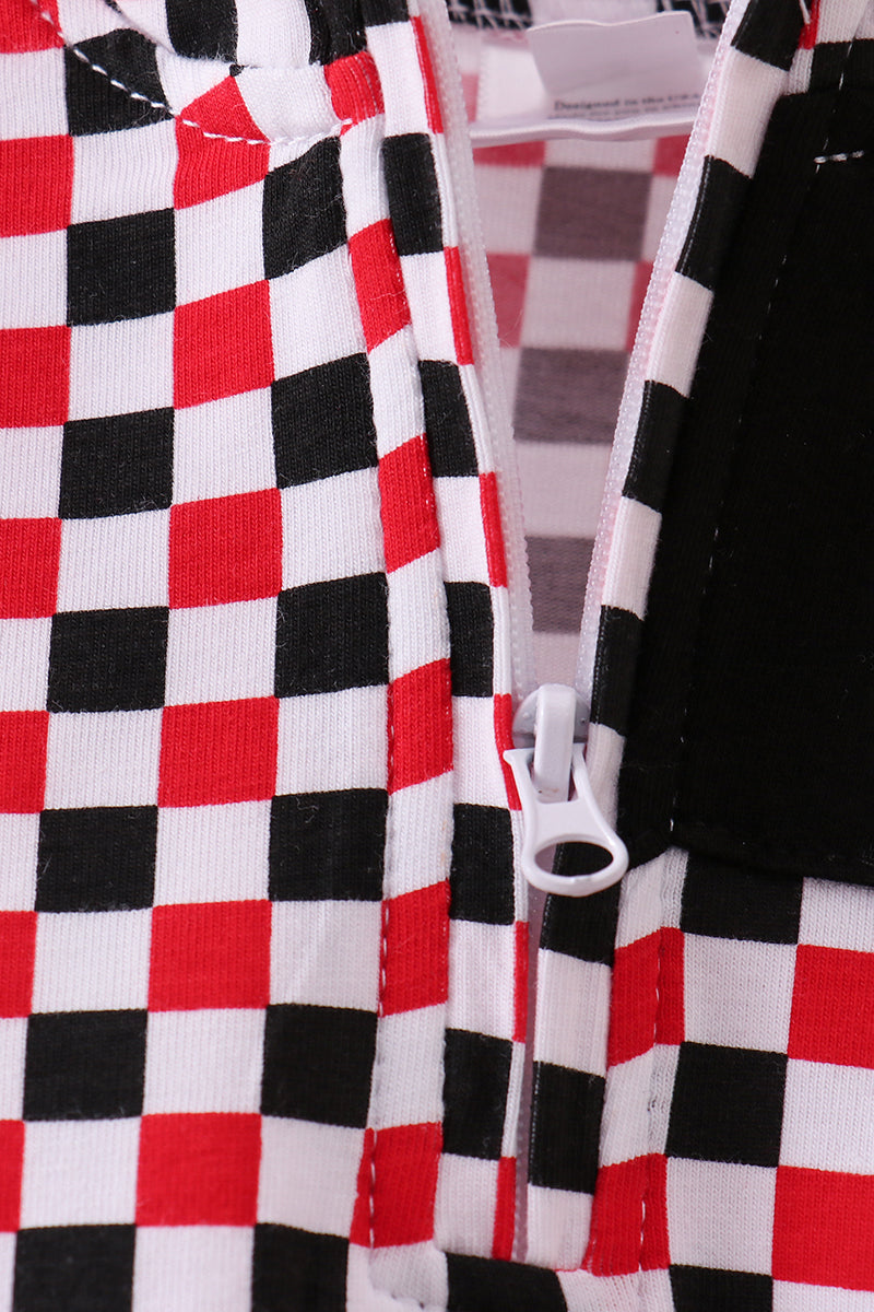 Checkered Georgia half zipper pullover top - Aaria Tees Aaria Tees