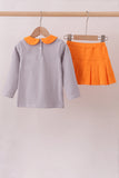 Premium Orange Tennessee stripe football embroidery skorts set - Aaria Tees Aaria Tees