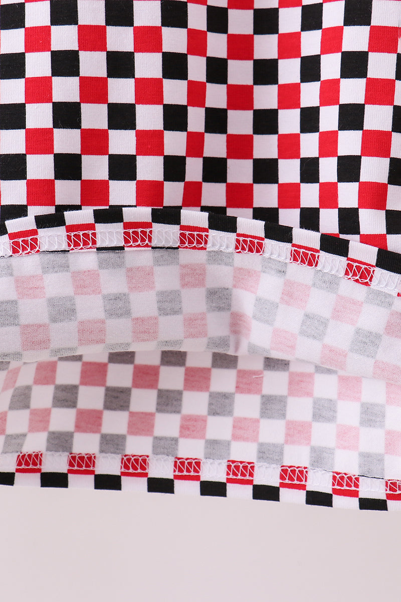 Checkered Georgia half zipper pullover top - Aaria Tees Aaria Tees