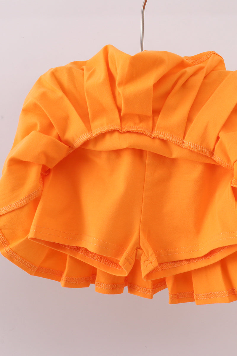 Premium Orange Tennessee stripe football embroidery skorts set - Aaria Tees Aaria Tees