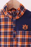 Premium Navy Auburn embroidery plaid top Aaria Tees