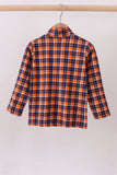 Premium Navy Auburn embroidery plaid top Aaria Tees