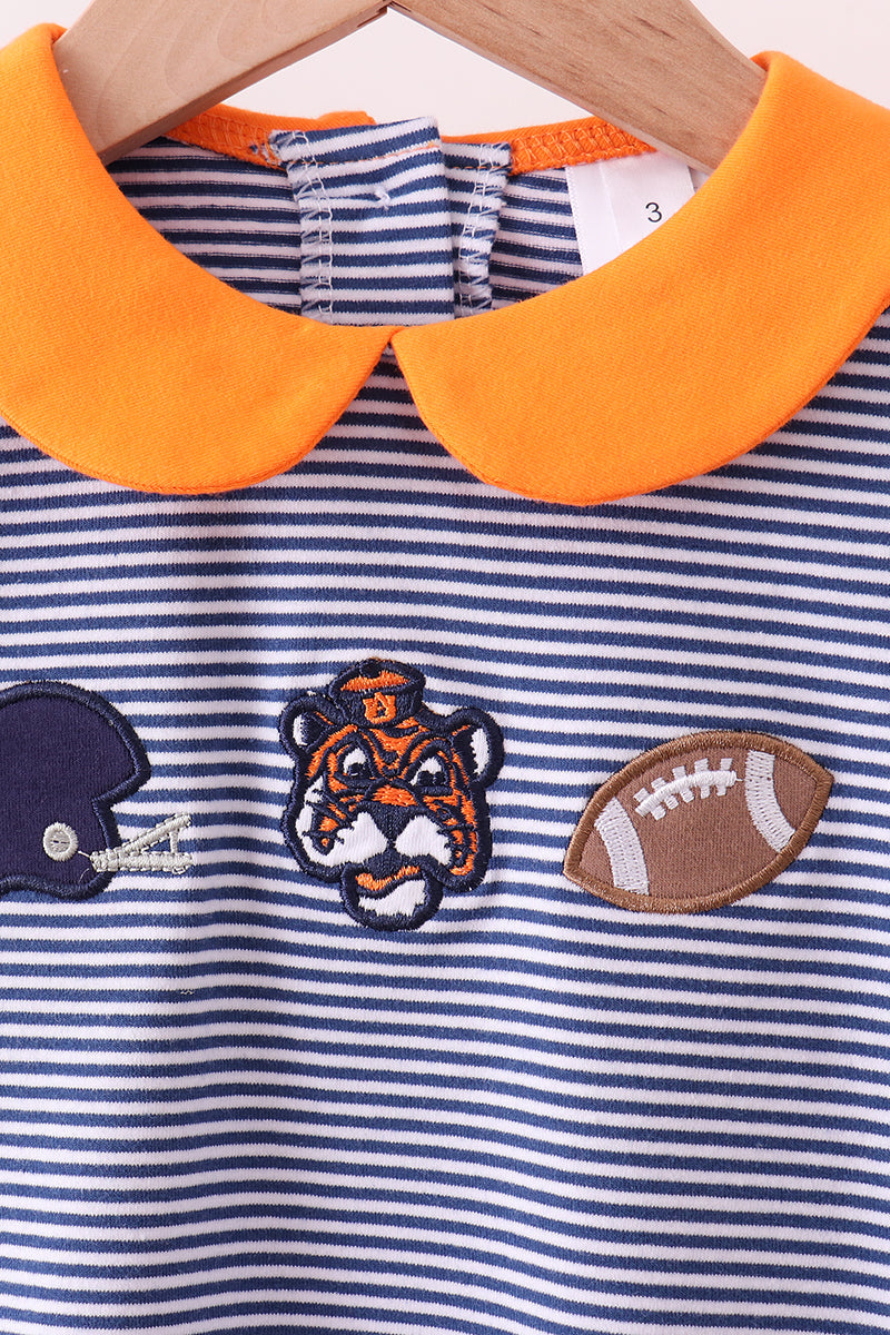 Premium Orange Clemson stripe football embroidery skorts set - Aaria Tees Aaria Tees