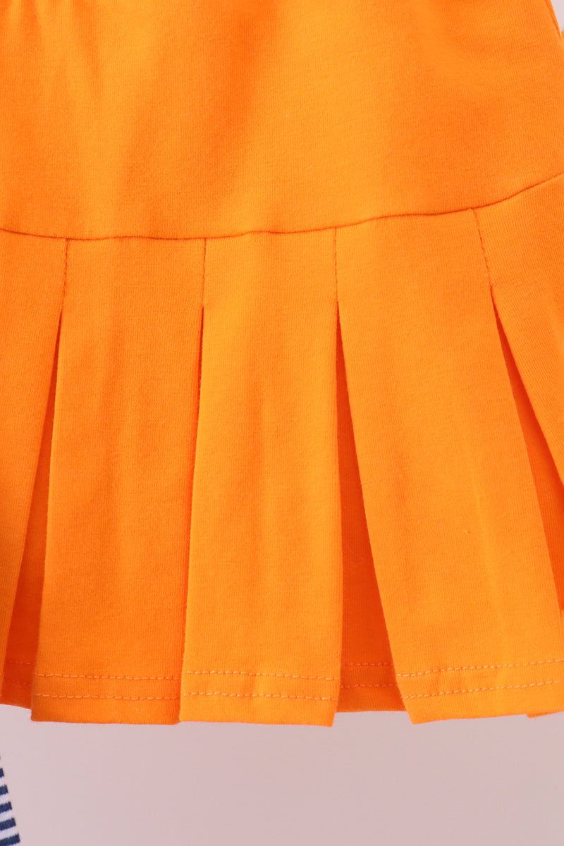Premium Orange Clemson stripe football embroidery skorts set - Aaria Tees Aaria Tees