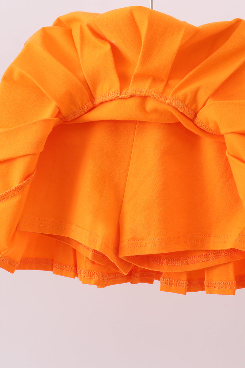 Premium Orange Clemson stripe football embroidery skorts set - Aaria Tees Aaria Tees
