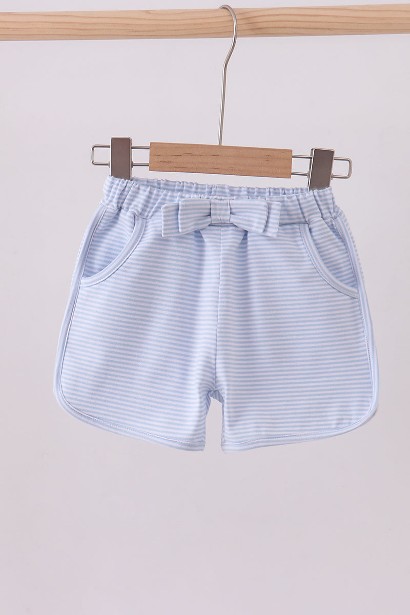 Premium Blue&white stripe bow shorts - Aaria Tees Aaria Tees