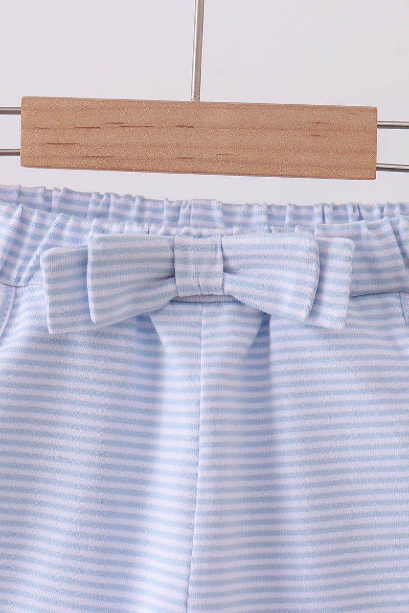 Premium Blue&white stripe bow shorts - Aaria Tees Aaria Tees