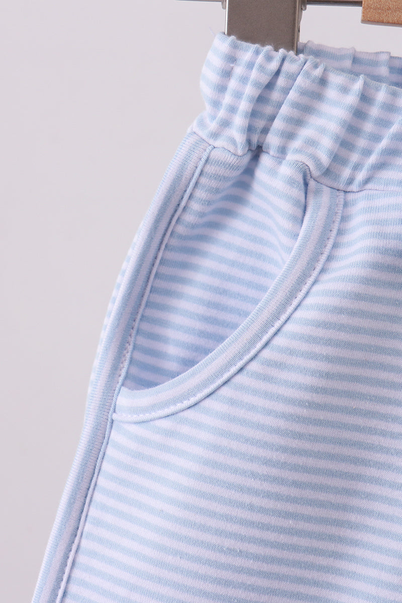 Premium Blue&white stripe bow shorts - Aaria Tees Aaria Tees