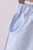 Premium Blue&white stripe bow shorts - Aaria Tees Aaria Tees