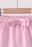 Premium Pink&white stripe bow shorts Aaria Tees
