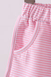 Premium Pink&white stripe bow shorts Aaria Tees