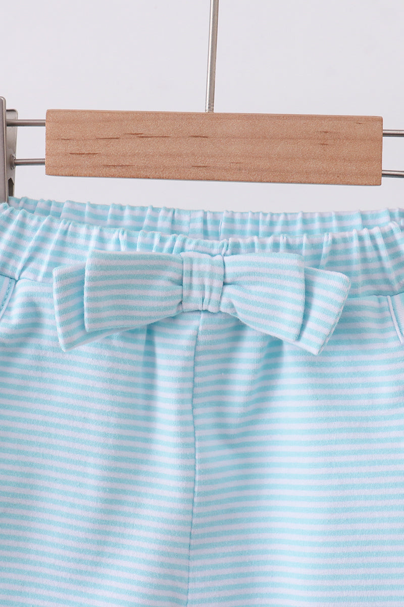 Premium Mint&white stripe bow shorts - Aaria Tees Aaria Tees