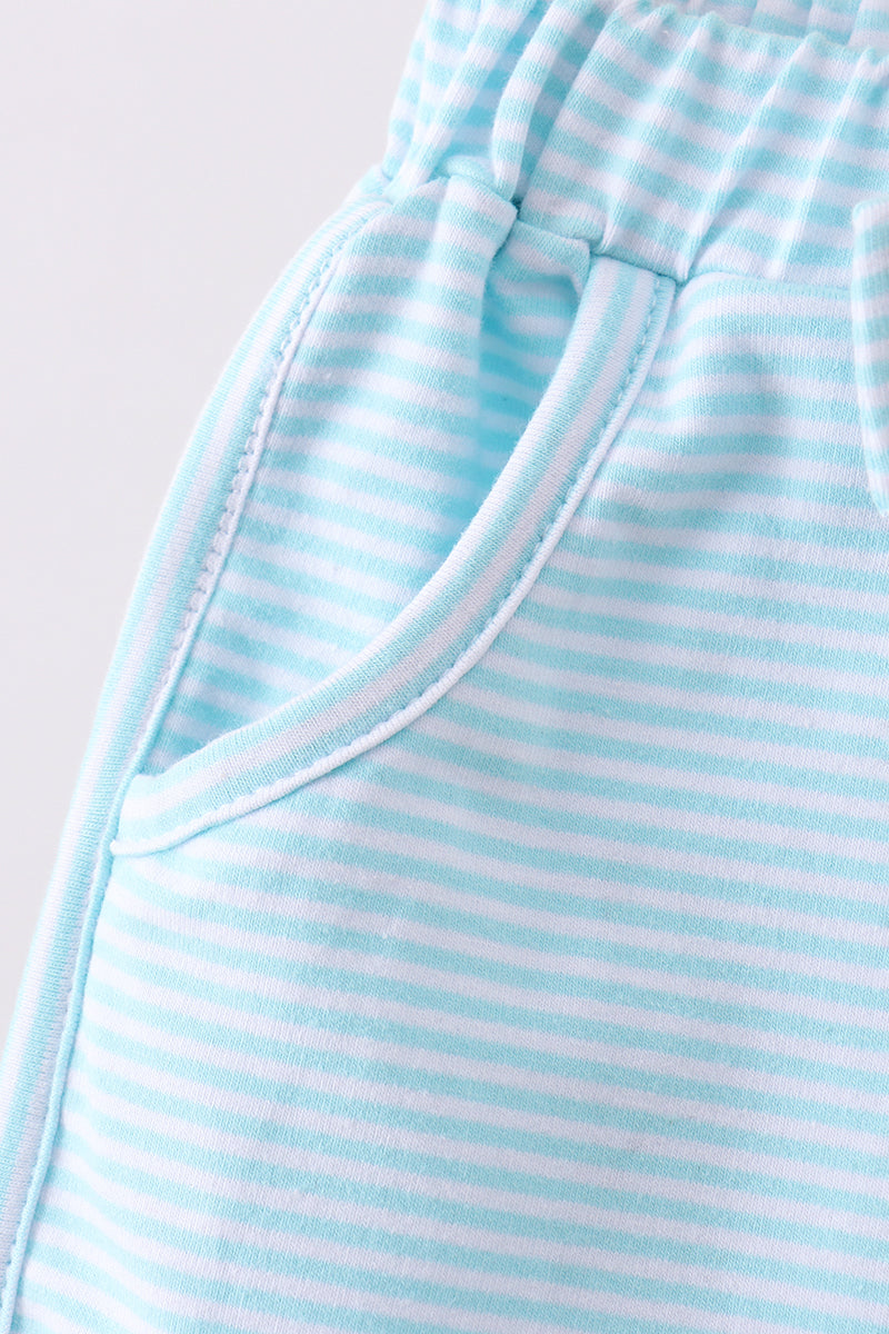 Premium Mint&white stripe bow shorts - Aaria Tees Aaria Tees