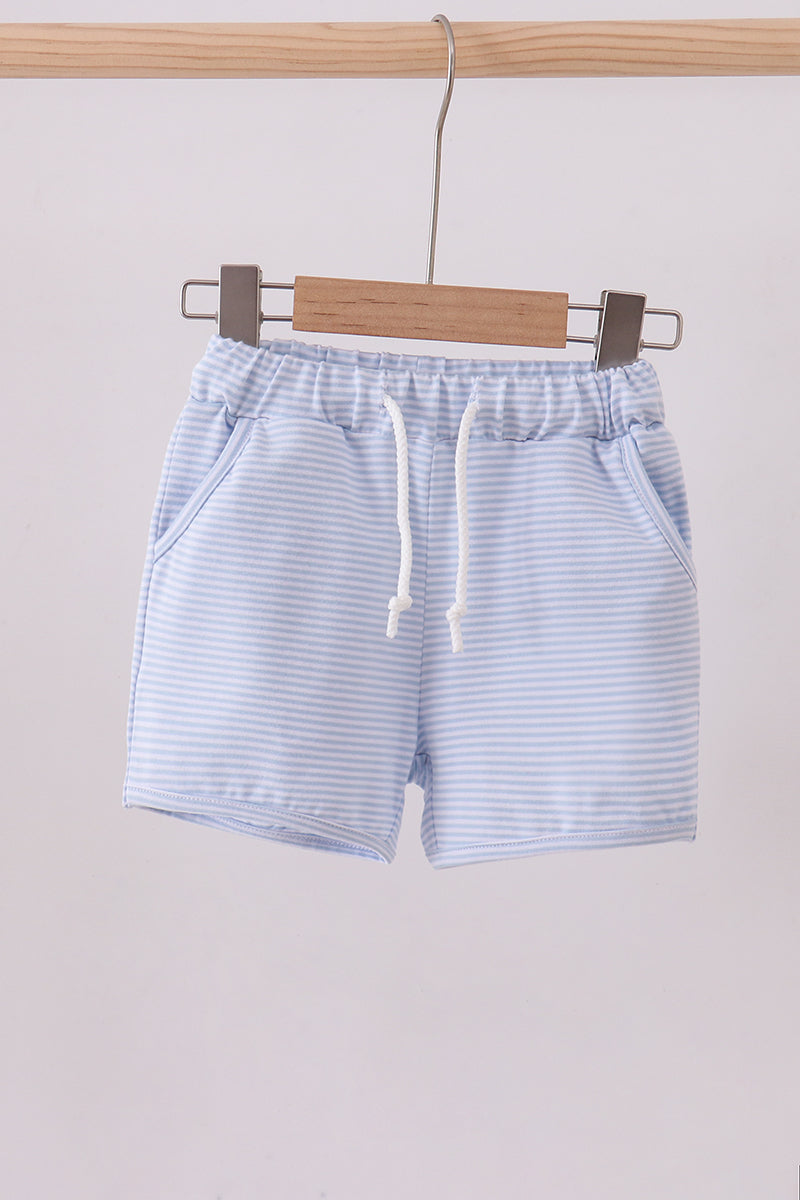 Premium Blue&white stripe drawstring shorts - Aaria Tees