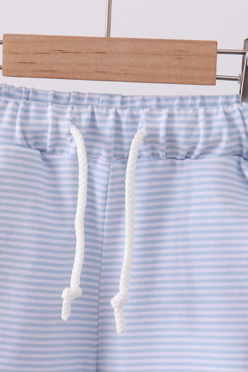 Premium Blue&white stripe drawstring shorts - Aaria Tees Aaria Tees