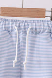 Premium Blue&white stripe drawstring shorts - Aaria Tees Aaria Tees