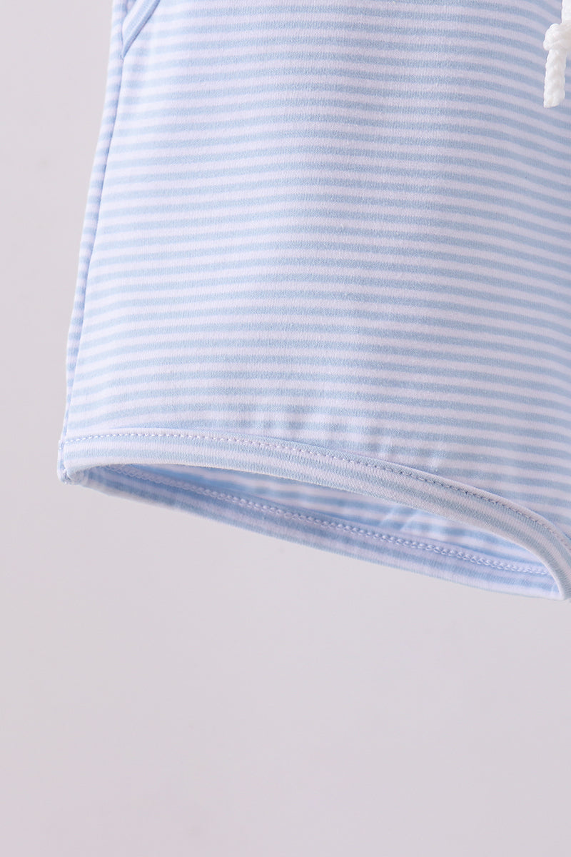 Premium Blue&white stripe drawstring shorts - Aaria Tees Aaria Tees