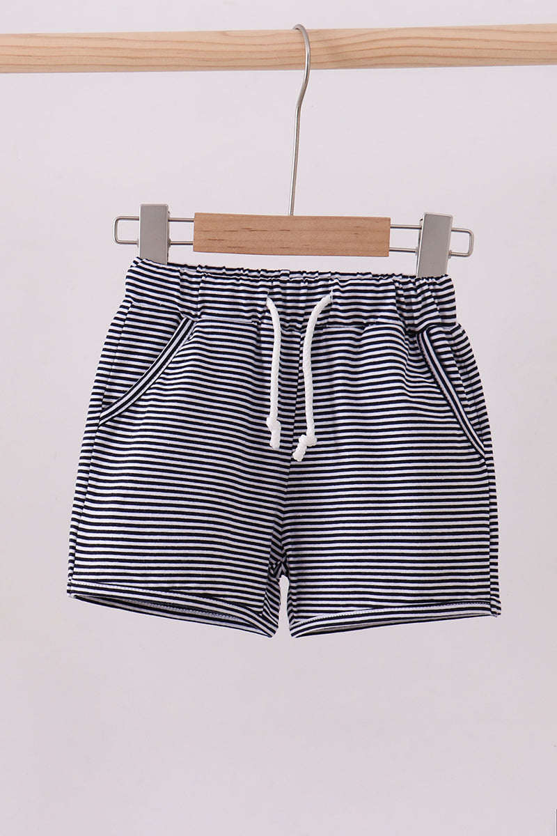 Premium Navy&white stripe drawstring shorts - Aaria Tees Aaria Tees
