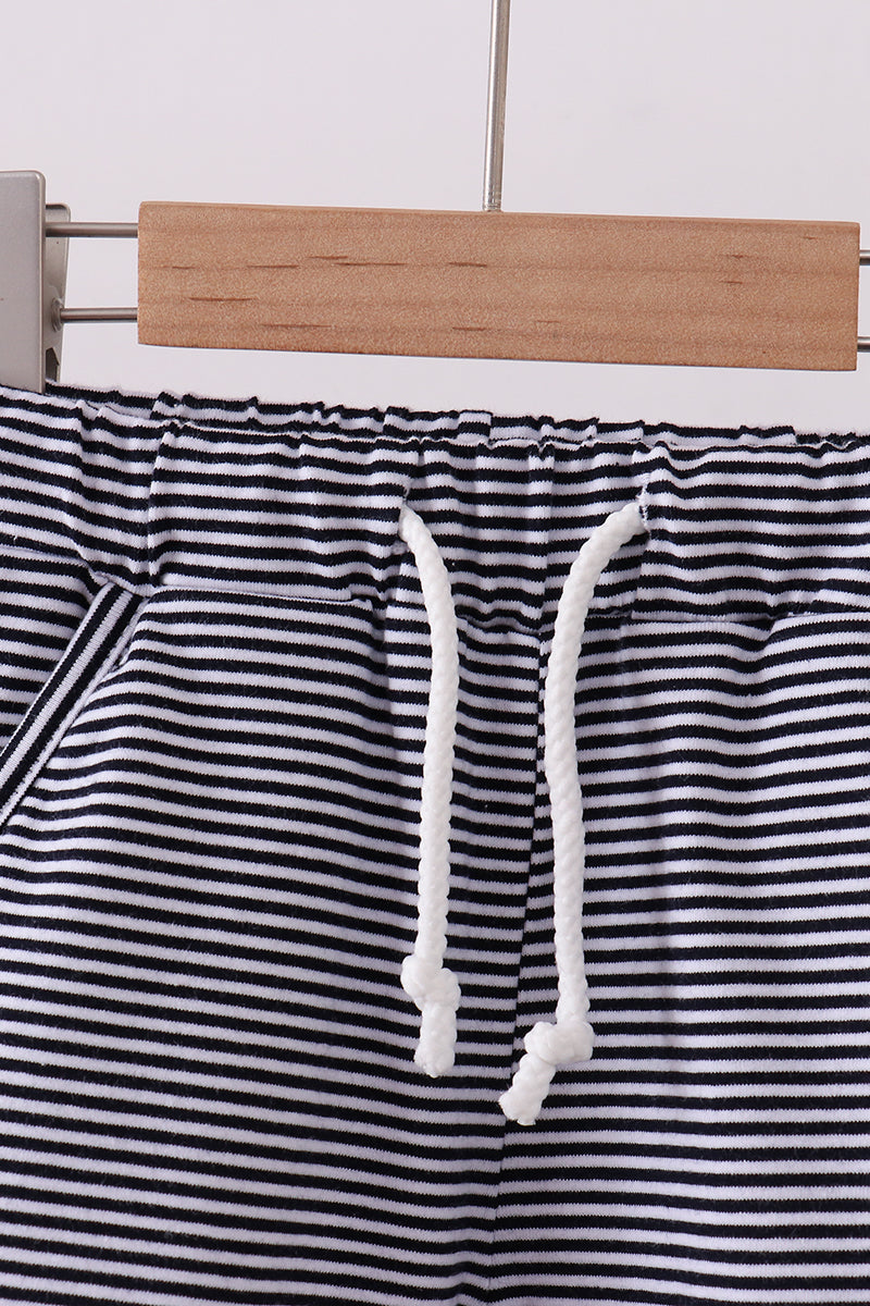 Premium Navy&white stripe drawstring shorts - Aaria Tees Aaria Tees