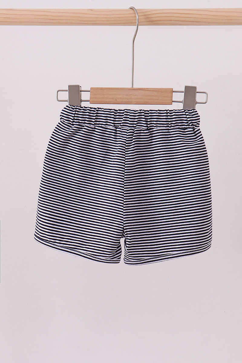 Premium Navy&white stripe drawstring shorts - Aaria Tees Aaria Tees