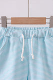 Premium Mint&white stripe drawstring shorts - Aaria Tees Aaria Tees