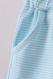 Premium Mint&white stripe drawstring shorts - Aaria Tees Aaria Tees