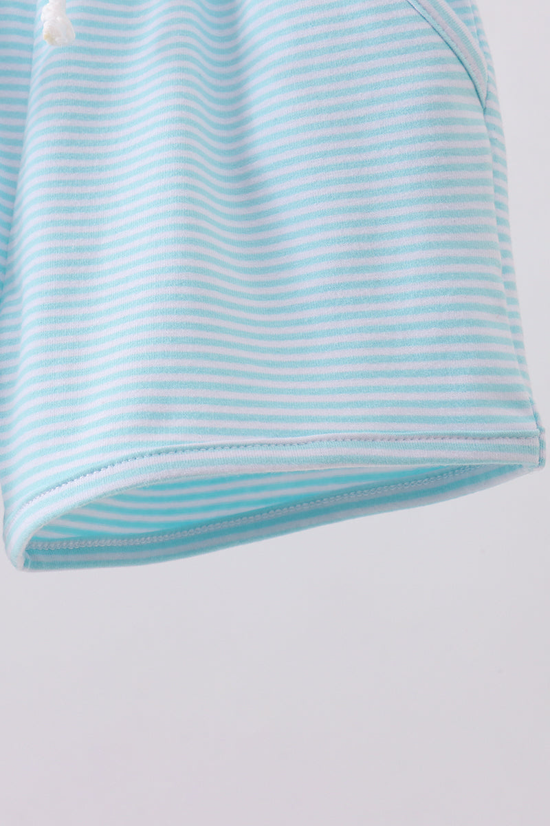 Premium Mint&white stripe drawstring shorts - Aaria Tees Aaria Tees