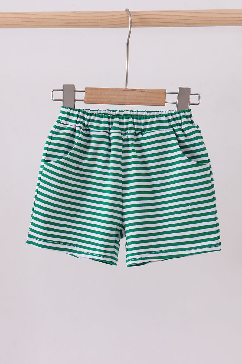 Premium Green&white stripe shorts - Aaria Tees