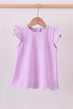 Purple flutter sleeve scalloped top Aaria Tees