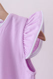Purple flutter sleeve scalloped top Aaria Tees