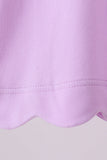 Purple flutter sleeve scalloped top Aaria Tees