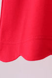 Red flutter sleeve scalloped top Aaria Tees