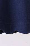 Navy flutter sleeve scalloped top Aaria Tees