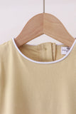 Khaki flutter sleeve scalloped top - Aaria Tees Aaria Tees