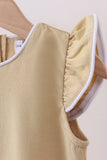 Khaki flutter sleeve scalloped top - Aaria Tees Aaria Tees
