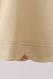 Khaki flutter sleeve scalloped top - Aaria Tees Aaria Tees