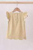 Khaki flutter sleeve scalloped top - Aaria Tees Aaria Tees